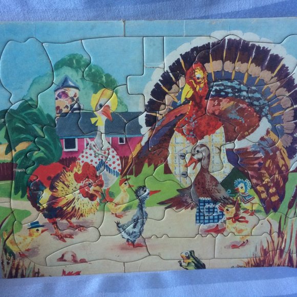 Vtg Built Rite Puzzle Sta-N-Place Turkey Puzzle - Picture 2 of 4